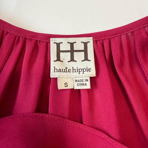 Haute Hippie Cold Shoulder 100% Silk Blouse Burgundy Red Women's‎ Size Small - Picture 5 of 7